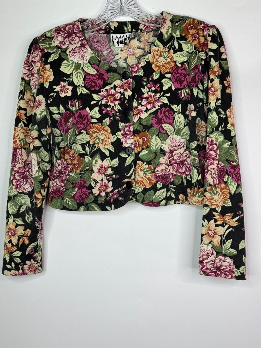Vintage LAJATE Floral Button Cropped Jacket Medium